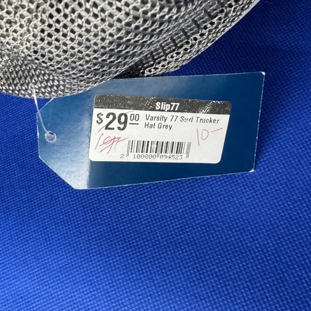 Slip 77 Varsity Surf Trucker Dad Hat Grey Marthas Vineyard NEW Coastal Retro Cap